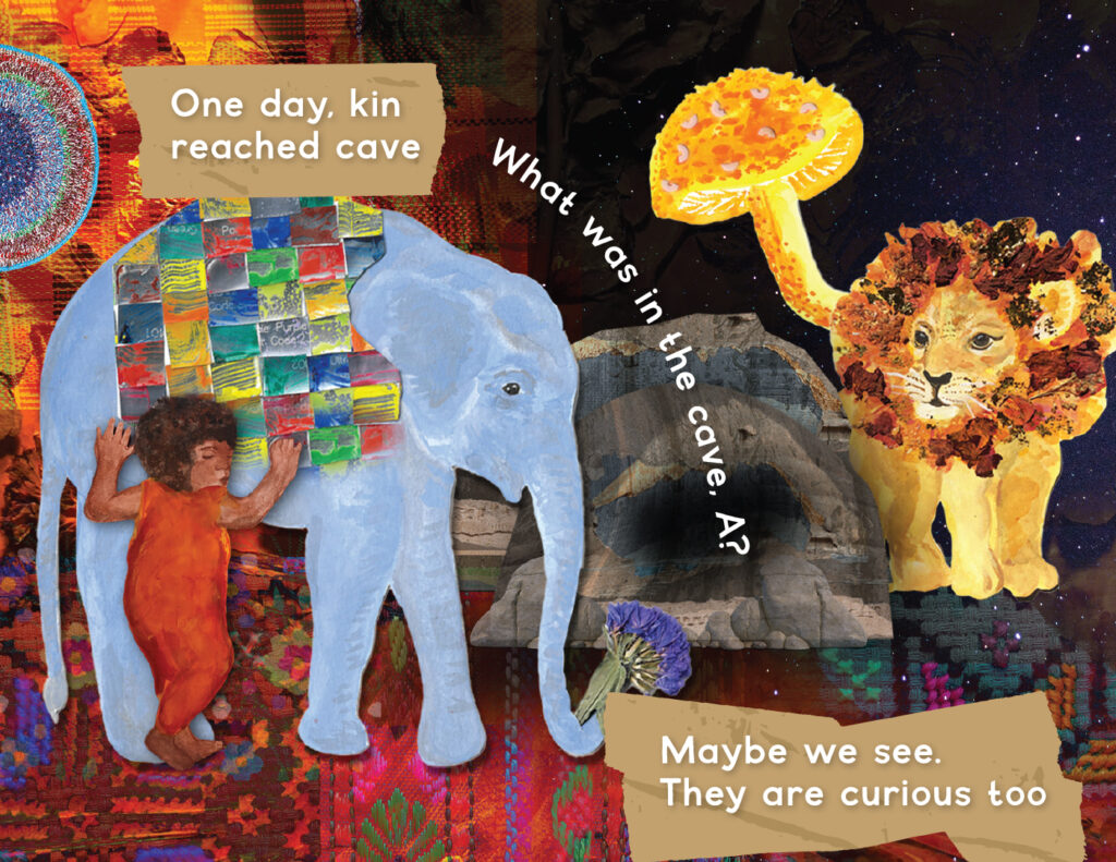 Illustrated image of Kin from the Tiny Cave storybook